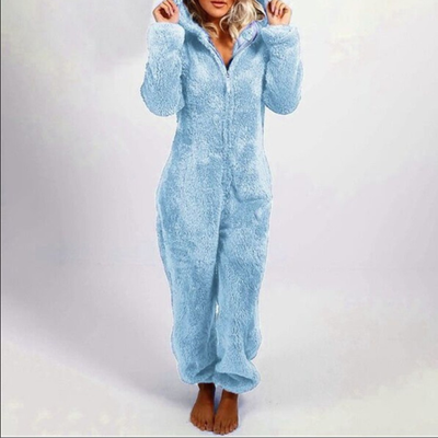 LUMI™ - Comfy Zipper Hooded Long Sleeve Plush Pajama Jumpsuit