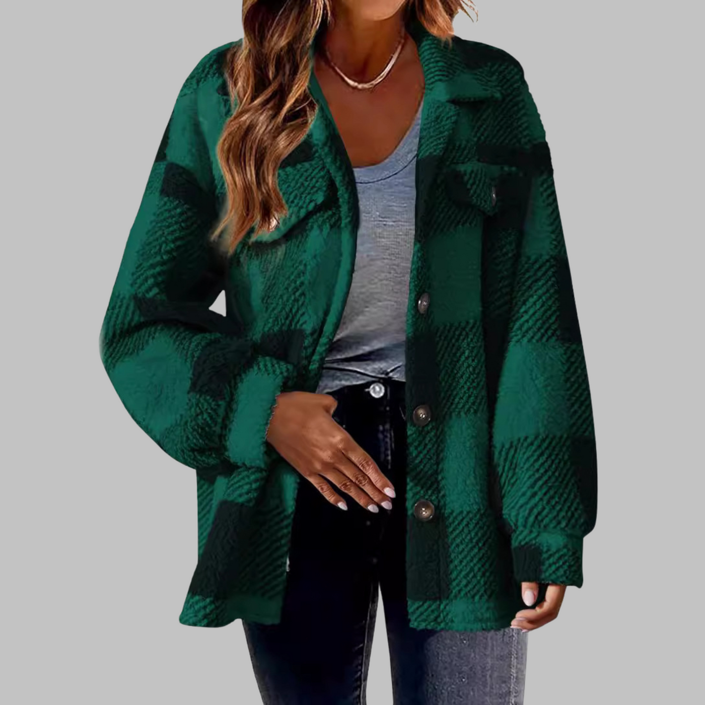 ERMI™ - Casual Plaid Button Down Long Sleeve Jacket