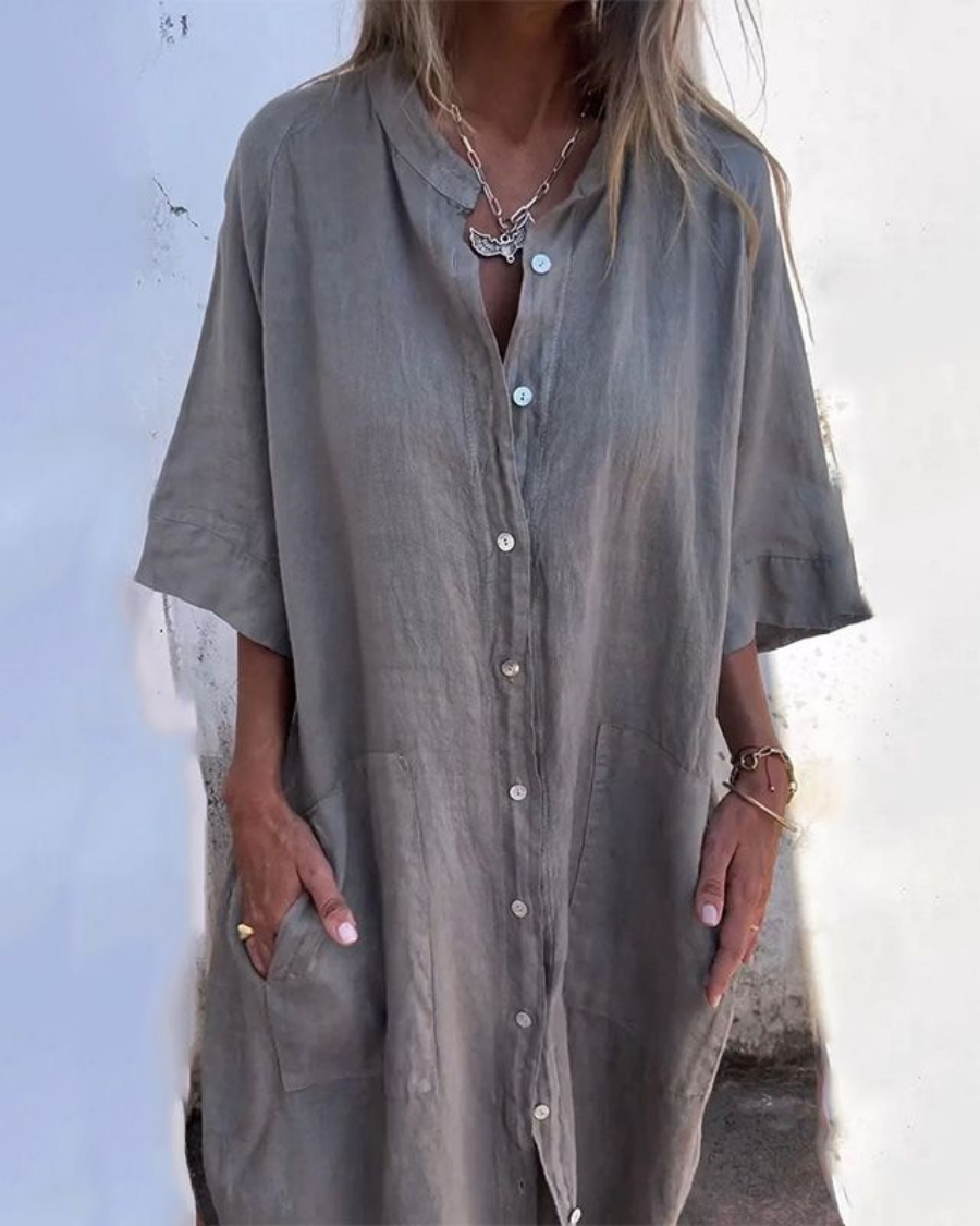 Connie™ – Boho-Inspired Casual Shirt Dress in Breezy Knee-Length