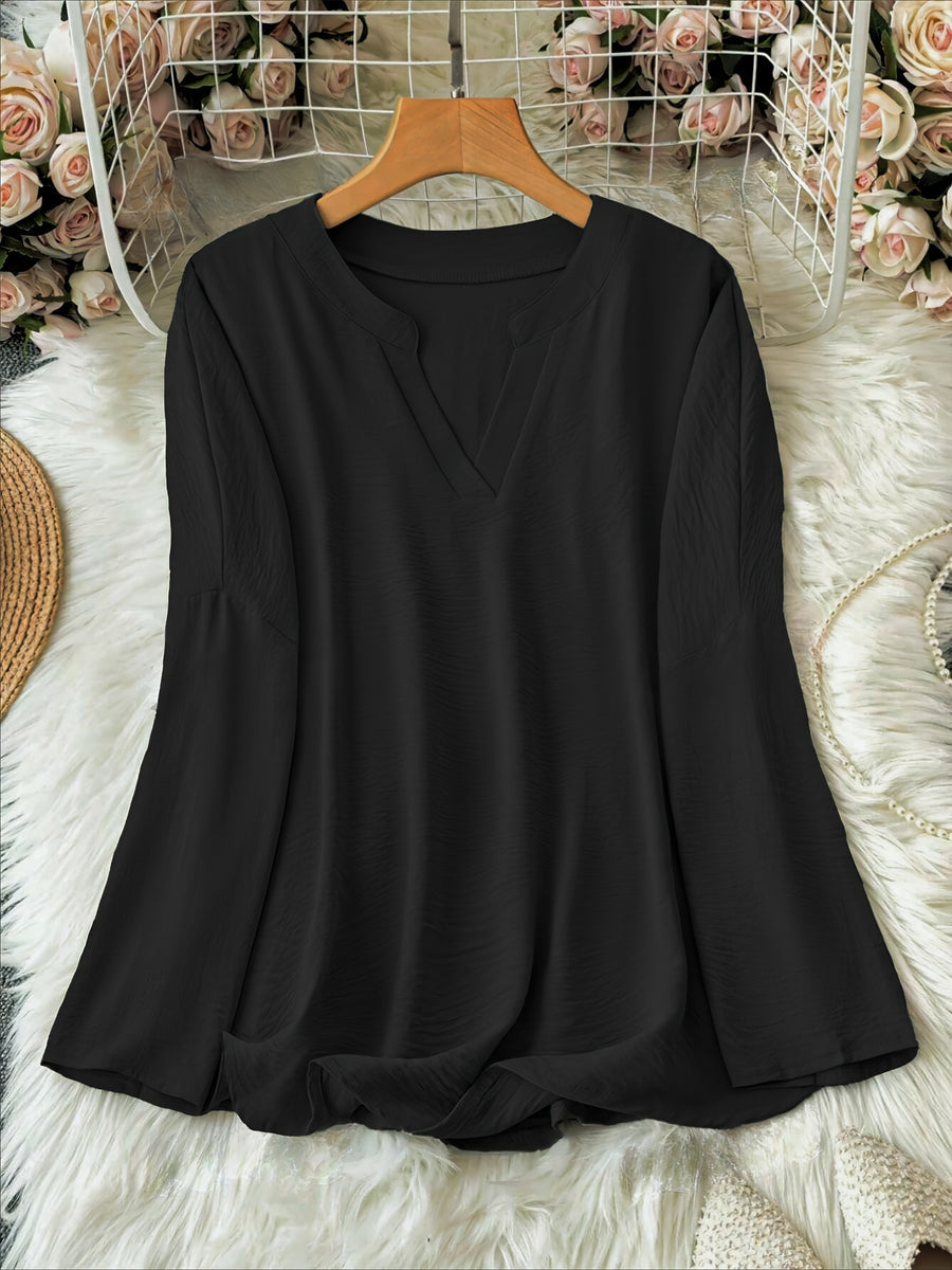 YAHNA | CLASSIC LONG SLEEVE V-NECK TOP