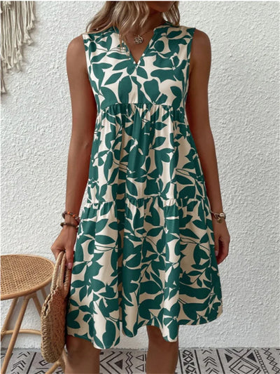 Barbara – Leaf Print Summer Dress