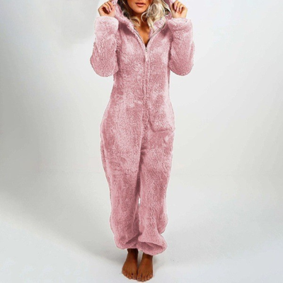 LUMI™ - Comfy Zipper Hooded Long Sleeve Plush Pajama Jumpsuit