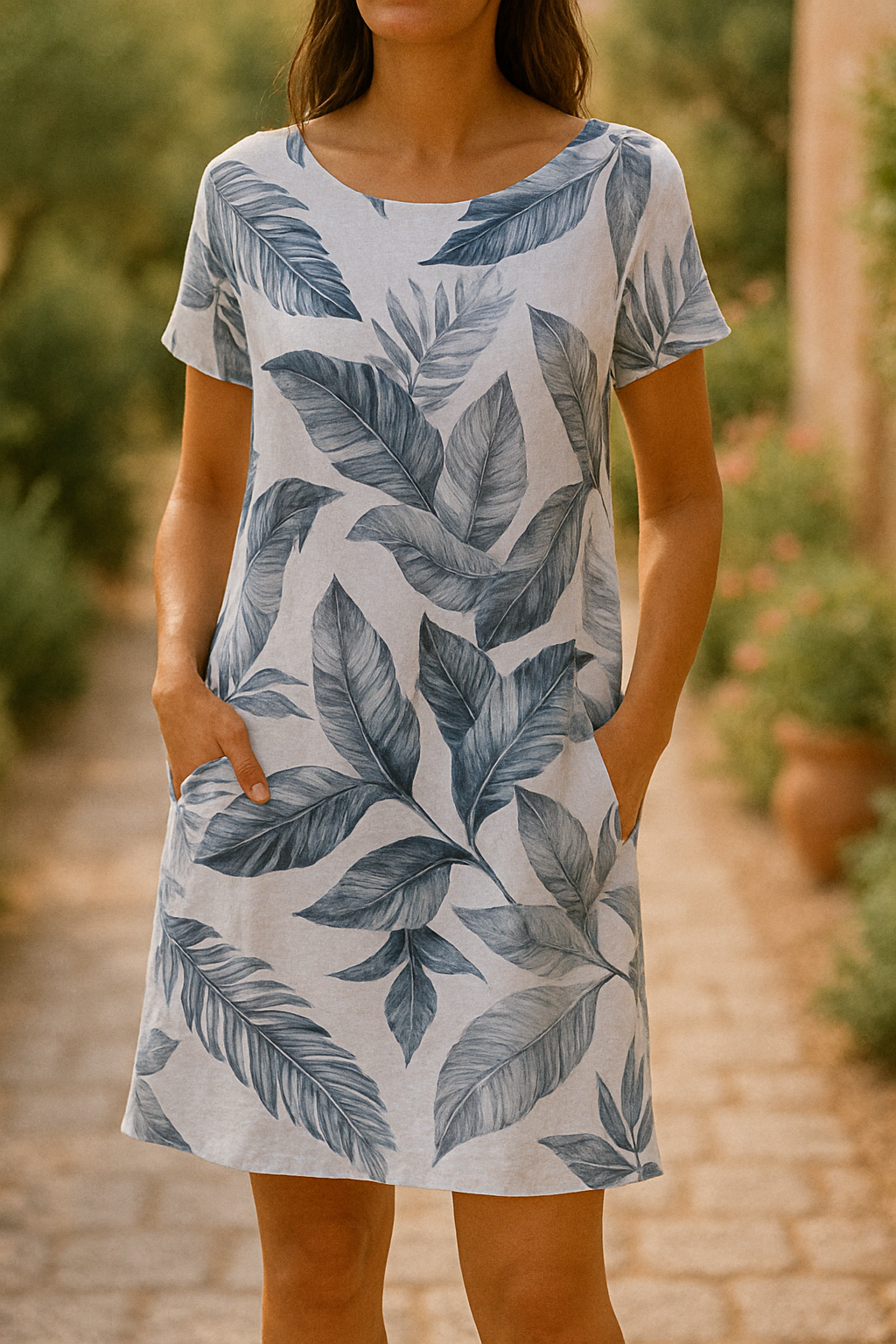 Jeannie™ – Elegant Midi Dress with Botanical Print