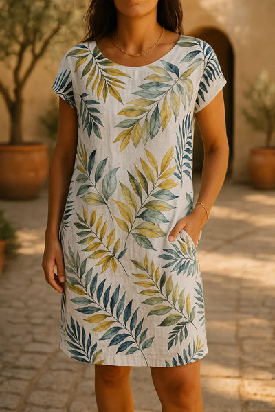 Jeannie™ – Elegant Midi Dress with Botanical Print