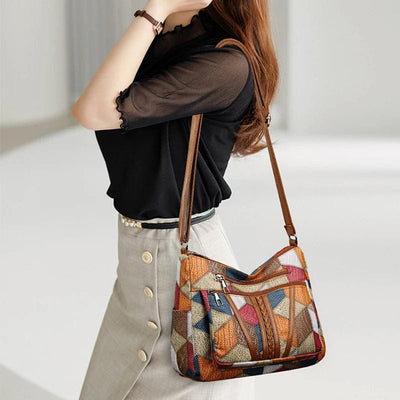 Solara™ - Leather Handbag with Mosaic Pattern