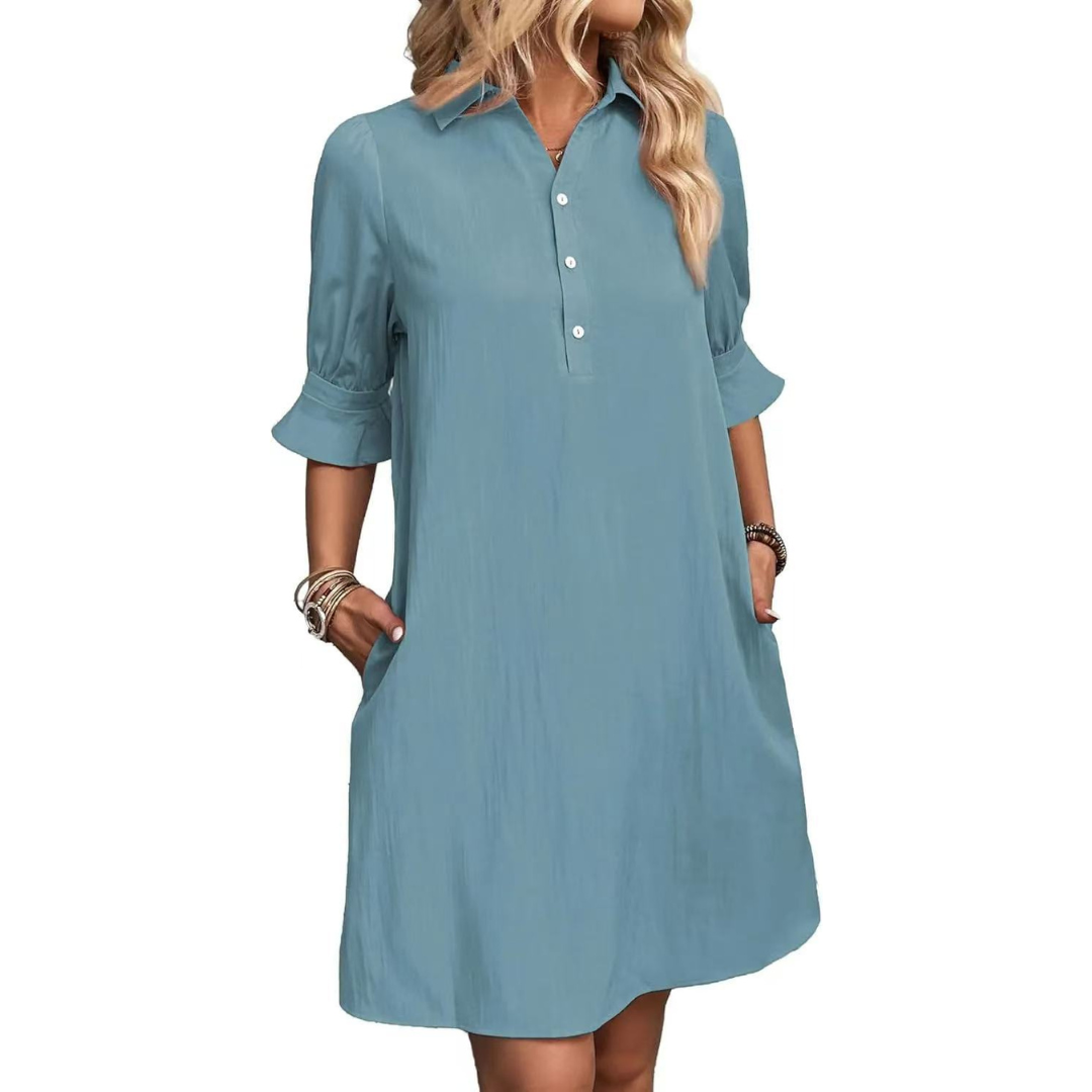 MARIE™ - Casual Button Down Shirt Dress