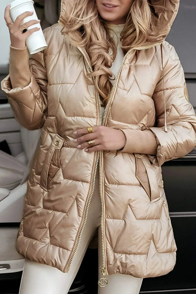 Zéphirine | Long and Warm Quilted Jacket with Enveloping Hood