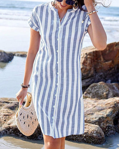 Cristine™ – Breezy Striped Button-Front Shirt Dress
