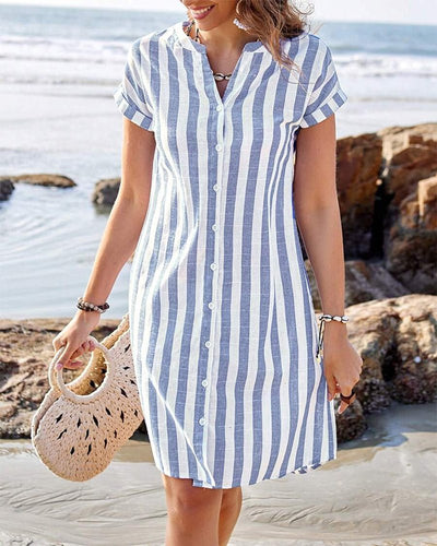 Cristine™ – Breezy Striped Button-Front Shirt Dress