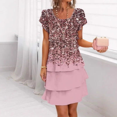 Diana™ – Versatile Sparkle Dress with Bold Leopard Flair